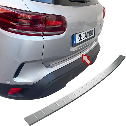 RECAMBO Ladekantenschutz Edelstahl kompatibel für Citroen C5 Aircross ab 2018 - matt gebürstet mit Textur - Styling und Schutz für die Stoßstange
