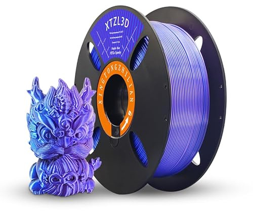High-Speed Bi-Colour Purple&Blue Silk PETG 3D Printer Filament 1.75mm, Dimentional Accuracy +/-0.02mm, 1Kg Spool (Reuseable Tray) 3D Printing Filament