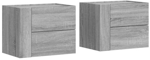 vidaXL Wand Nachttisch 2 STK., Nachtschrank mit Stauraum Wandmontage, Nachtkommode Hängend, Nachtkonsole Wandschrank für Schlafzimmer, Grau Sonoma