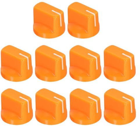 sourcing map 10Pcs 6.4mm Shaft Hole Guitar Ampere Effect Pedal Knobs Pointer Control Knobs with Set Screw Orange