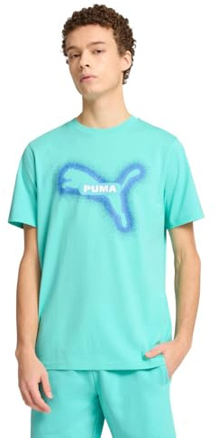 PUMA T-Shirt für Herren (erhältlich in großen und großen Größen), Aquatic Street Art Ss25, Mittel