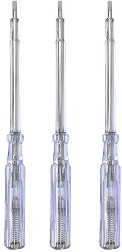 com-four® 3X Tester di Tensione VDE - Tester di Fase a Taglio con cacciavite - Tester di Corrente multiutensile - 19 cm (3 Pezzi - Tester di Tensione 19cm)