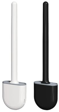 Lot de 2 Brosse WC Silicone Plate-Brosse Toilette et Supports, Anti-Goutte, Antibactérienne, Balayette WC Ventilée, Séchage Rapide sans Odeur Montage Mural