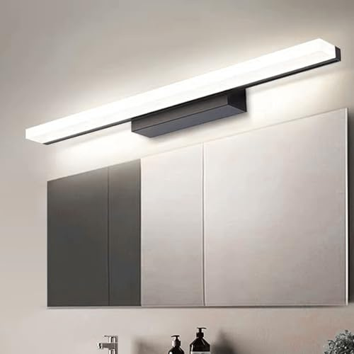 LED Spiegelleuchte Wandlampe Badezimmer Wandleuchte Modern Spiegelleuchte Bad 2700K/4500K/6500K Wandbeleuchtung Acryl Lange Lichtleiste Aluminium für Keller Küche Badschrank (Weißes Licht,100cm)