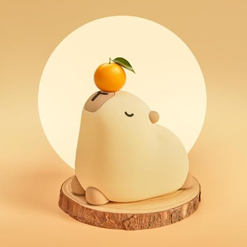 QIRAHQI Nachtlicht Kinder, Nachtlampe Kinder Capybara, 3 Helligkeitsstufen Dimmbar, USB Aufladung, Capybara Lampe, Silikon Nachtlampe für Kinderzimmer, Schlafzimmer und als Cute Geschenk