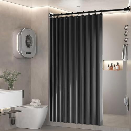 BOYOUTH Cortinas de ducha plegables pesadas de acordeón, tela impermeable, plisadas, cortina de baño para baño, bañeras, hotel, spa, decoración, color gris oscuro, 44 x 77 pulgadas
