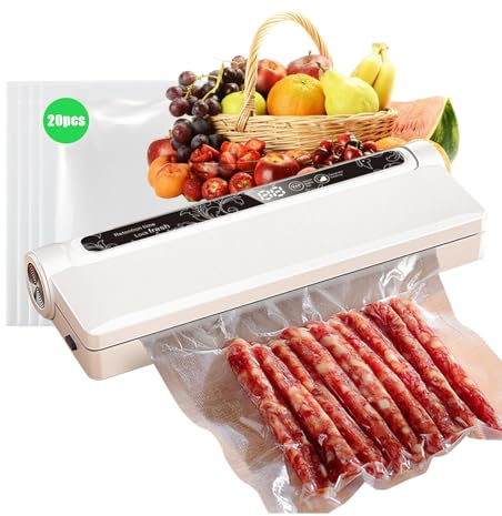 3 modos de máquina al vacío de alimentos, envasado al vacío alimentario, gorila de alimentos, bomba de succión 60kpa, con 20 bolsas de vacío de alimentos