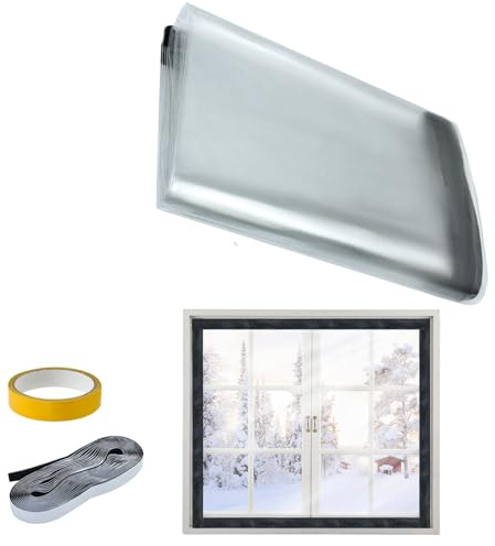 39 * 48inches Window Insulation Kit Heavy Duty Thick Window Wrap Insulation Film Clear Plastic Window Sealer for Winterizing High Transparent Window Covering for Winter