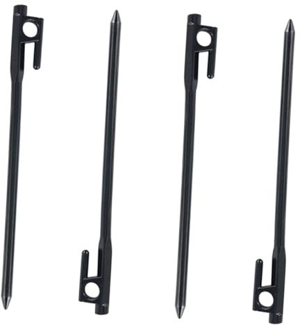 POPETPOP 4 Stück Heringe klein Campingzubehör Zelt Campingplatz runden groß Tent Poles zeltzubehör campung zubehör Zeltpflöcke zubehör für zelte Zeltstangen Camping-Einsätze Gusseisen Black