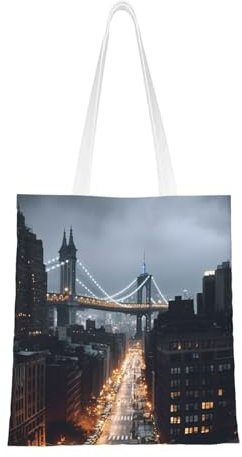 QGGHNISD House Tree Canvas-Tragetaschen, modische Einkaufstaschen, leicht und langlebig, New York City, Einheitsgröße
