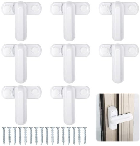 8 Stück Fenstersicherung Einbruchschutz, Fenstersicherung mit 16 Schrauben, Fensterriegel für Upvc Fenster und Holzfenster