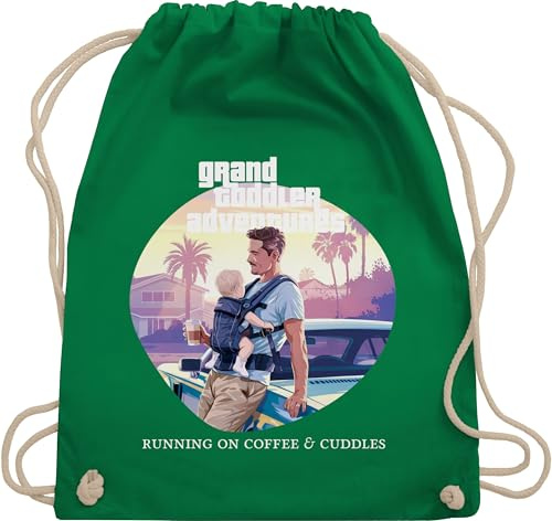 Turnbeutel Rucksack - Taschen - Grand Toddler Adventures Running On Coffee and Cuddles I Vater Geschenke GTA I Werdender Papa Geschenk Vatertag Geschenk Gamer Männer I Gaming - Unisize - Grün