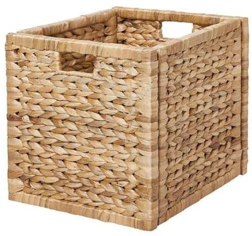 PriceKingX Wooden Storage Boxes for Kallax Shelf, Basket Bins for Toy Organizer, Cube Storage Unit, Closet & Room Organization, Set of Decorative Crates 32x34x32cm (Water Hyacinth)