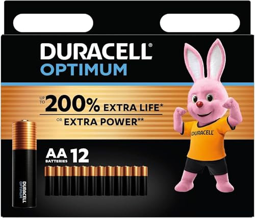 12X Duracell AA Optimum (1 Blister Da 12 Batterie) 12 Pile (MX1500/STILO/MIGNON)