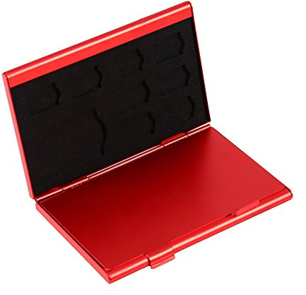 Premium Aluminium TF -Kartenhalter Micro SD Speicherspeicher Hülle Langlebiger wiederverwendbarer Kompakt Organizer für Fotografen Tech -Enthusiasten schwarz Silber Red Optionen (Rot)