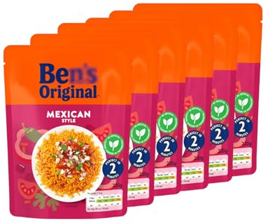 Original Mexican Style Rice 220g X Pack Of 6 - Perfect In 2 Minutes - Microwave - Free From Artificial Colours, Flavours & Preservatives
