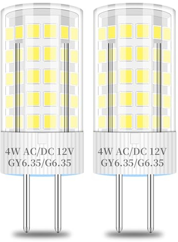 Gy6.35 12V 35W Led Ersetzt für Osram 64432 Halostar Eco 12V Led Lampe 2-Stifte Bipin Sockel JC Birnen Led Glühbirnen G6.35 Kaltweiss 6000K Stromsparer 2er Pack