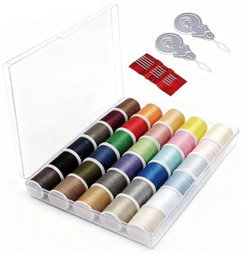30 Color Polyester Sewing Thread Set, Cotton Thread, 45m/50yds per Roll, for Hand and Machine Sewing, Includes Black and White