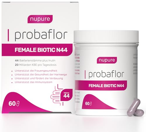 Nupure® Probaflor Female Biotic N44: Frauen-Probiotikum mit 44 Stämmen (20 Mrd. KBE) + Cranberry, Zichorienwurzel, Haferextrakt – Hormon- & Darmbalance – 60 Kapseln