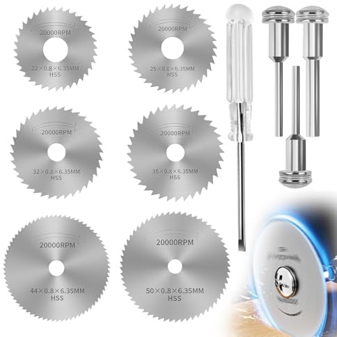 Aihoom 10pcs Mini Discos de Sierra Circular para Dremel, Accesorios de Corte para Madera, Metal y Plástico, Herramientas Rotativas, Hojas de Sierra Circular para Multiherramienta Eléctrica