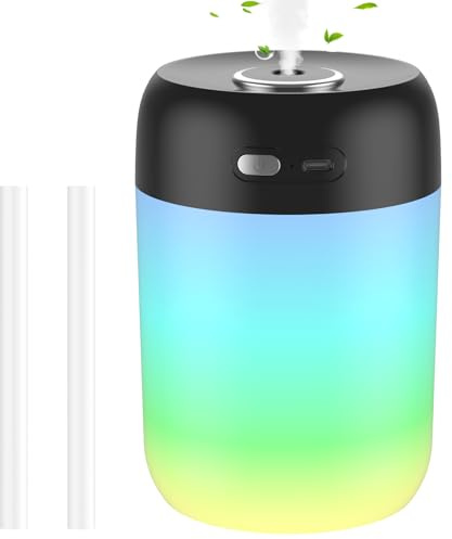 SZO Mini Cool Mist Air Humidifier for Bedroom with Night Light Top-Fill Quiet Operation Auto Shut-Off for Baby Nursery Office Desk Home Plants Black