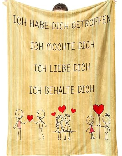 PRSTENLY Valentinstagsgeschenk für Ihn und Sie, Ich Liebe Dich Geschenke für Männer Frauen, Jahrestag Geschenk für Partner, Hochzeitstag Liebes Geschenk, Romantisch Flanell Decke