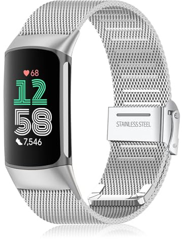 KoGiio Armband für Fitbit Charge 6 / Fitbit Charge 5, Wechseln Edelstahl Metall Herren Damen Uhrenarmband
