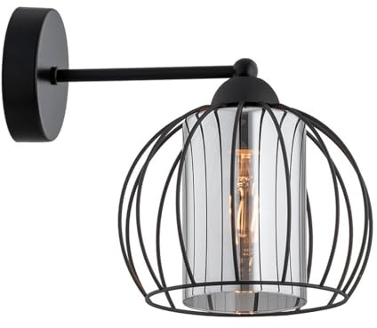 KAR LIGHTING Wandleuchte 1-flammig Schwarz – Loft Wandlampe aus Metall – E27 Lampe für Wohnzimmer, Esszimmer, Küche oder Flur – LED geeignet