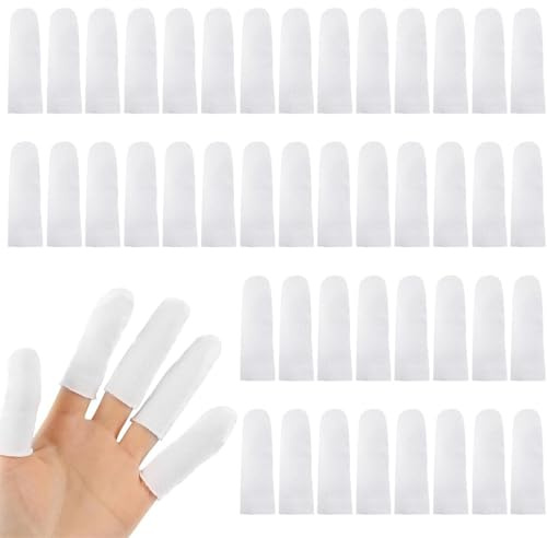 100 unidades de dediles de algodón como protector dedos mano y vendaje para lesiones, protección de dedos de algodón, protección transpirable para pulgares, ideal para eccema de manos y artritis