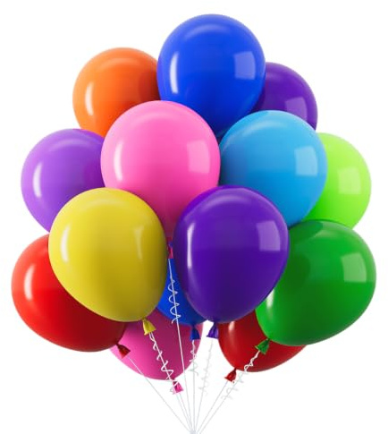 100 Stück Bunt Luftballons Geburtstag Latex, Helium Ballons in 10 Matten Farben für Geburtstagsdeko Regenbogen Theme Party Baby Shower Hochzeit Gender Reveal Party, 12 Zoll