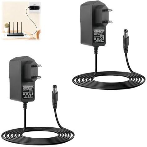 2PCS Bloc d'alimentation LED 12 V 1 A AC 100-240 V 50/60 Hz avec Prise européenne DC 5,5 x 2,5 mm pour Bandes LED, AC DC Adapter, Alim 12V pour Rubans LED, Routeurs, Haut-Parleurs, Caméras