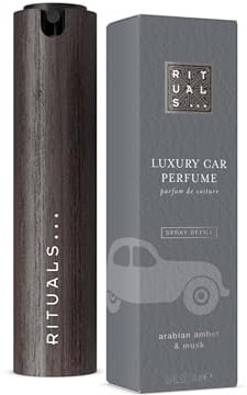 RITUALS Homme Autoparfum Spray-Set, mit nachfüllbarem Autoparfum und Holzhalter, Zedernholz und Moschus, 14 ml