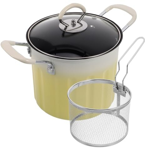 Gadpiparty Friteuse Japonaise Fonte avec Passoire et Couvercle Pot de Friture Multifonction Compatible Induction et Gaz Anti-projection Huile Nettoyage Facile pour Maison et Restaurant