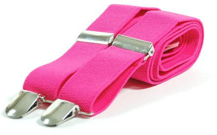 Bretelle per pantaloni, tinta unita, colori fluo, stile retrò, per adulti (rosa fluo), Rosa fluo, Taglia unica