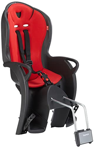 Hamax - Porte-bébé Kiss Noir - Fixation Cadre Vélo - Support Extra Fastening Bracket - Harnais Sécurité 3 Points - Repose-Pieds Réglables - pour Enfants 9 Mois à 22 kg - Montage Facile - 3.6 kg