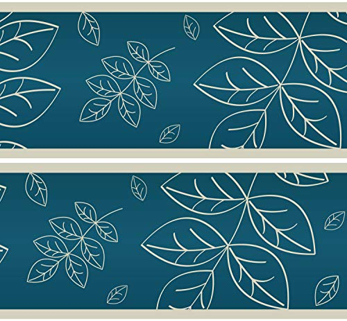Herbarium Lot de 4 frises autocollantes 560 x 15 cm - Frise murale pour papier peint, bordure - Décoration murale - Couleur : nature/turquoise