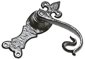 Pair of Ornate Scroll Iron Lever Door Handles - with Bathroom Lock Mechanism