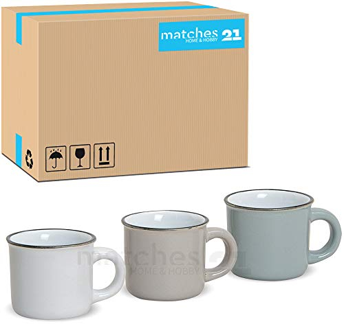 Espressotassen 72er Set Emaille-Optik in weiß braun grau - Moderne Keramik Kaffeetassen in 50 ml für italienischen Espresso - Kleine Tassen spülmaschinenfest und mikrowellengeeignet als Geschenk
