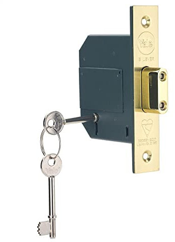 Yale B-BSDL-3.0-PB Einsteckschloss mit 5 Hebeln, Messing-Finish, verpackt, geeignet für Außentüren, 76 mm