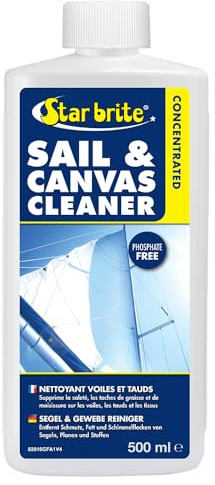 STAR BRITE Concentrated Sail & Canvas Cleaner - Specially Formulated for All Natural & Synthetic Fabrics - Deep Cleans, Protects, Deodorizes - 473 ml Concentrate makes 1.89 l of Cleaner | For natural and synthetic fabrics, cleans thoroughly, helps protect tissues