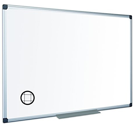 Bi-Office Whiteboard Maya, Two-Sided Melamine, Plain/Gridded, Aluminium Frame, 180 x 120 cm