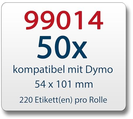 LabelTrade Kompatibel/Ersatz für Dymo 99014 54x101mm 220 Label Etiketten pro Rolle/Seiko SLP-SRL 54x101mm 220 Label pro Rolle (50x)