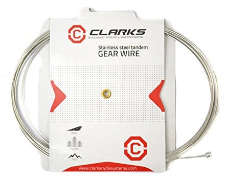 Clarks Stainless Steel Gear Wire - 3060mm Tandem Universal Steel Gear Cable for Front and Rear Gears for Mountain Bikes (MTB), Hybrid and Road Bikes