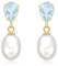 CARISSIMA Damen 9k (375) Gelbgold Blau Topaz und Perle 7 mm x 20 mm Teardrop Ohrringe 1.58.8659