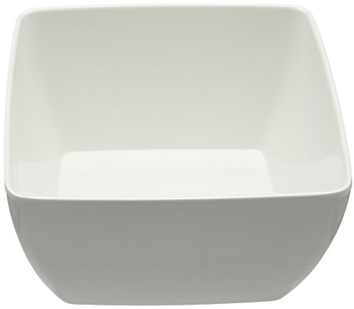 Genware MELSQB-15 Melamine Curved Square Bowl, White, 15 cm Width