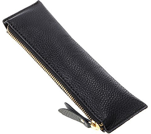 BTSKY Mäppchen aus weichem Echtleder Vintage-Design Schwarz