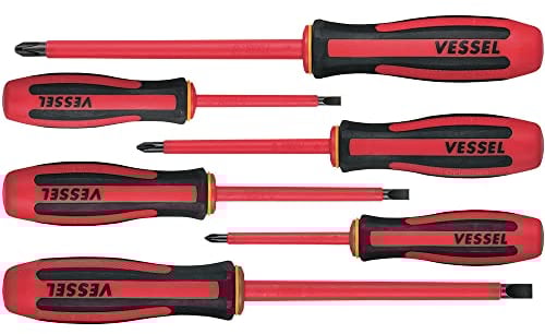 VESSELMEGADORA Insulated Screwdriver (VDE Standard Certified) [9606PS] 6 Pieces Set (Japan Import)