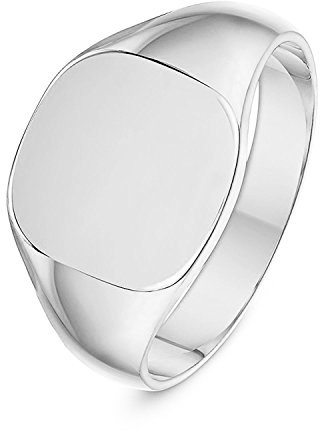 Unisex quadratischer oder ovaler Siegelring aus massivem Sterlingsilber, schwer und poliert