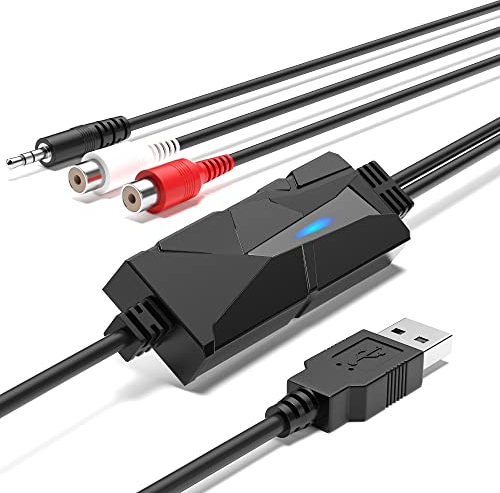DigitalLife USB 2.0 Audio Capture Card Grabber - Dual RCA / 3.5mm Input Option, Audio Capture Device for Music Enthusiasts, Content Creators & Educators, Compatible with Windows, macOS, Linux