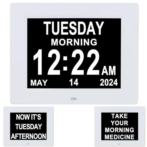 Jaihonda Dementia Clocks with Day and Date for Elderly,8 Alarm Options,Large Display Number,Auto-Dim,Memory Loss Clock-Digital Calendar Day Clock for Seniors